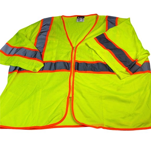 River City Zip up 2X Short Sleeve Reflective Safety Shirt Yellow - Silver/Orange - Picture 1 of 9